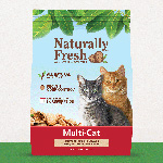 A bag of Naturally Fresh Multi-Cat Cat Litter.