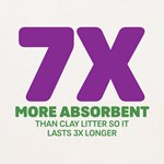 A graphic explaining that Naturally Fresh Pellet Litter is seven times more absorbent than clay litter.