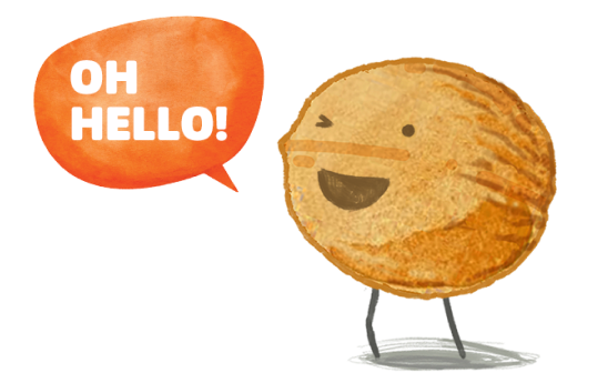 Walnut Cartoon saying Oh, hello